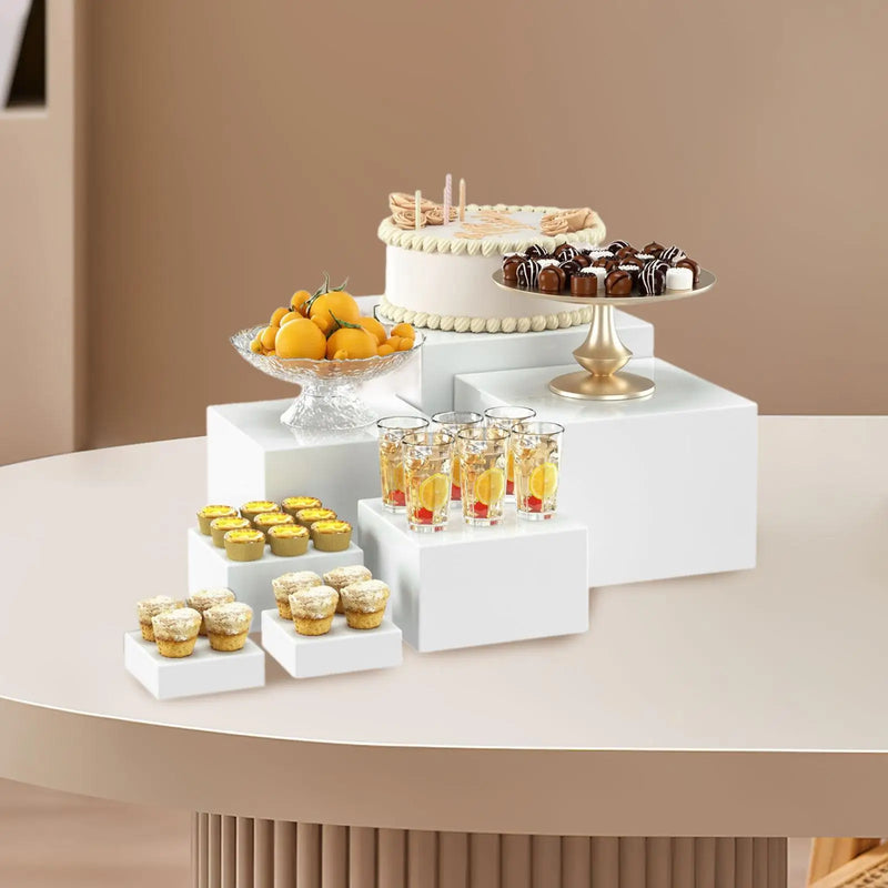 Présentoir Buffet Cubes Blancs Acryliques – cube présentoir buffet – détail de la finition
