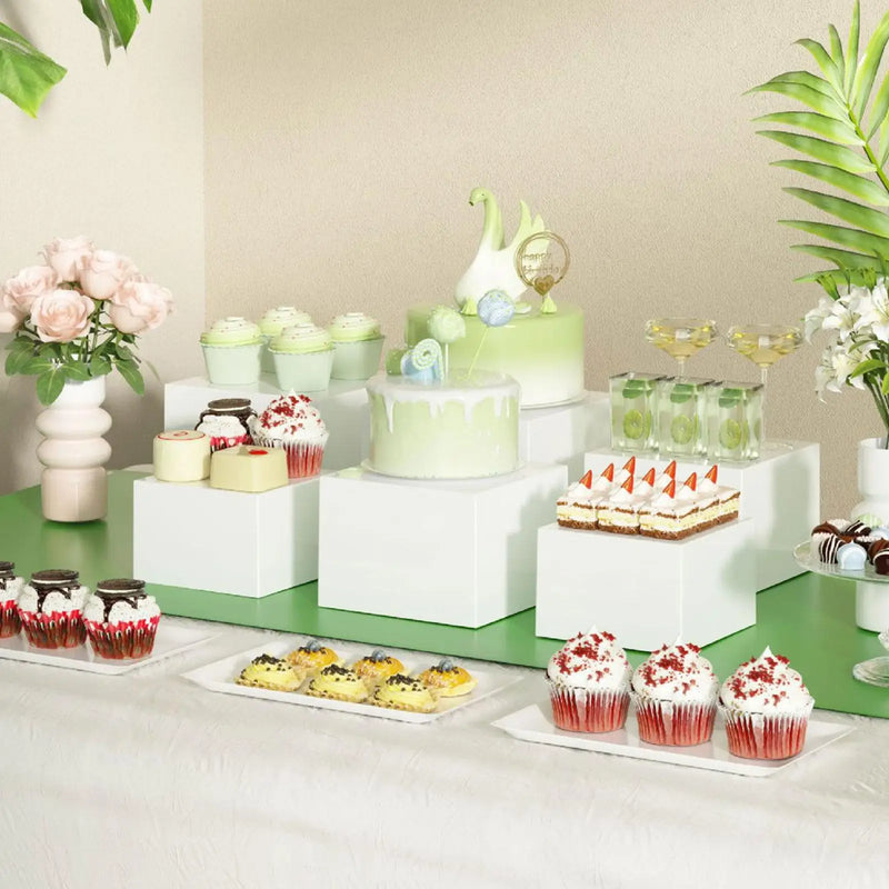 Présentoir Buffet Cubes Blancs Acryliques – cube présentoir buffet – vue d'ensemble