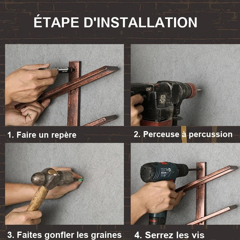 Présentoir Mural Bouteilles Vin Design – présentoir bouteille – vue de côté