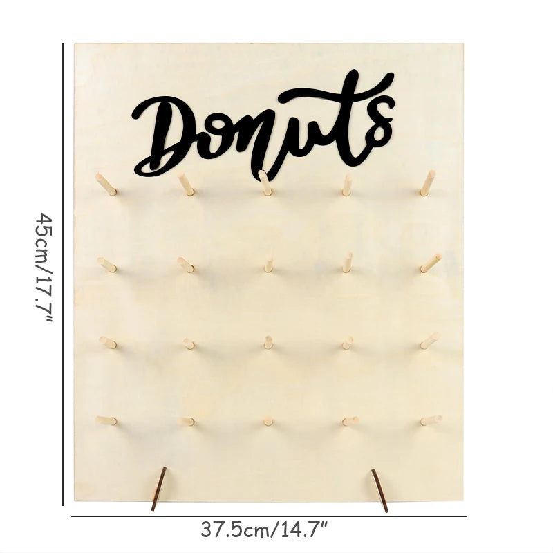 Mur Donuts Bois DIY Mariage Rustique – présentoir donuts – vue de côté