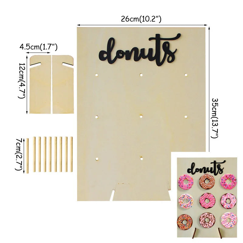 Mur Donuts Bois Rustique Mariage – présentoir donuts – vue alternative