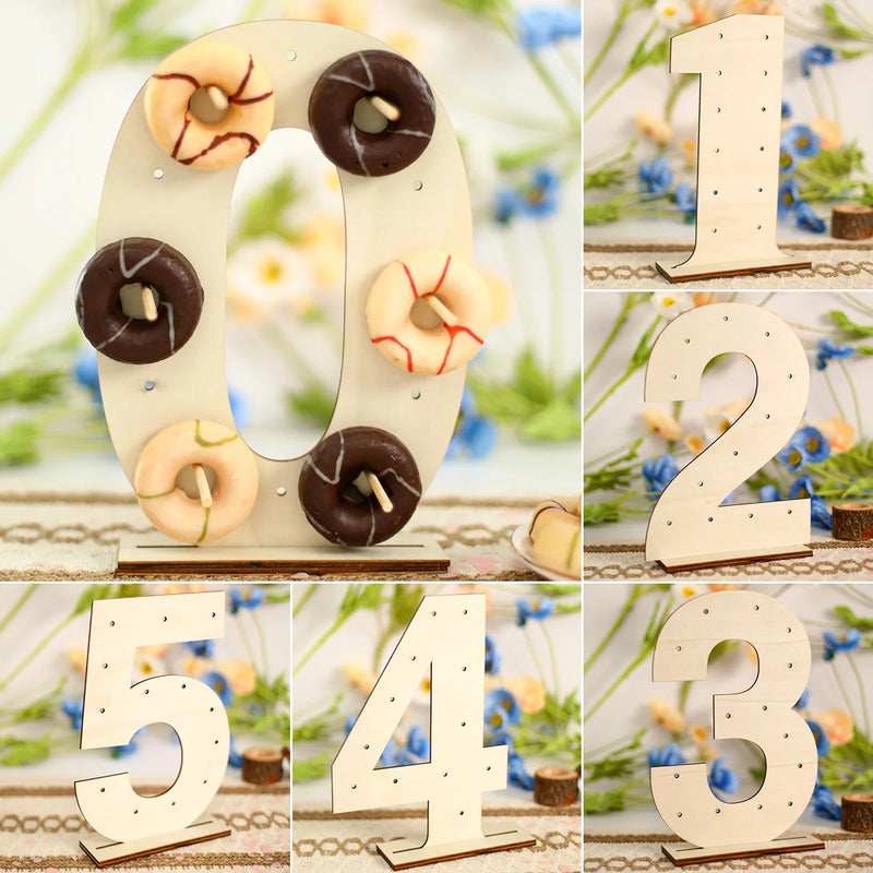 Présentoir Donuts Bois Chiffre Mariage – présentoir donuts – détail de la finition