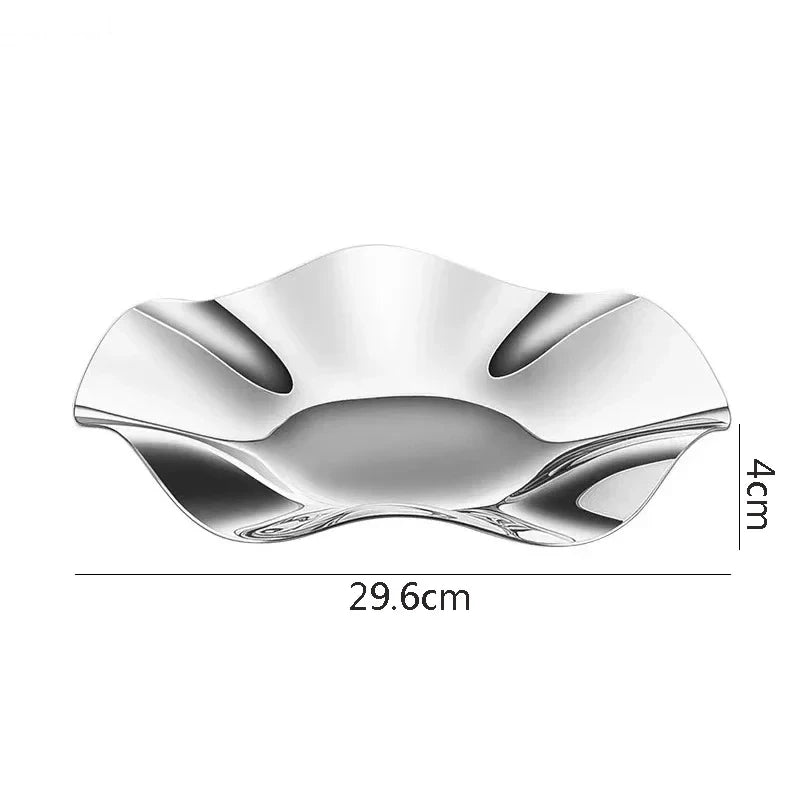 Plateau de service inox ondulé miroir, vue de dessus