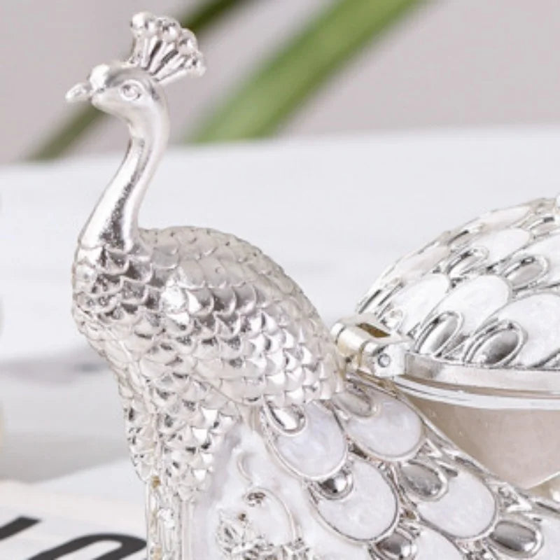 Sucrier Paon Argenté Verre Cuillère Buffet