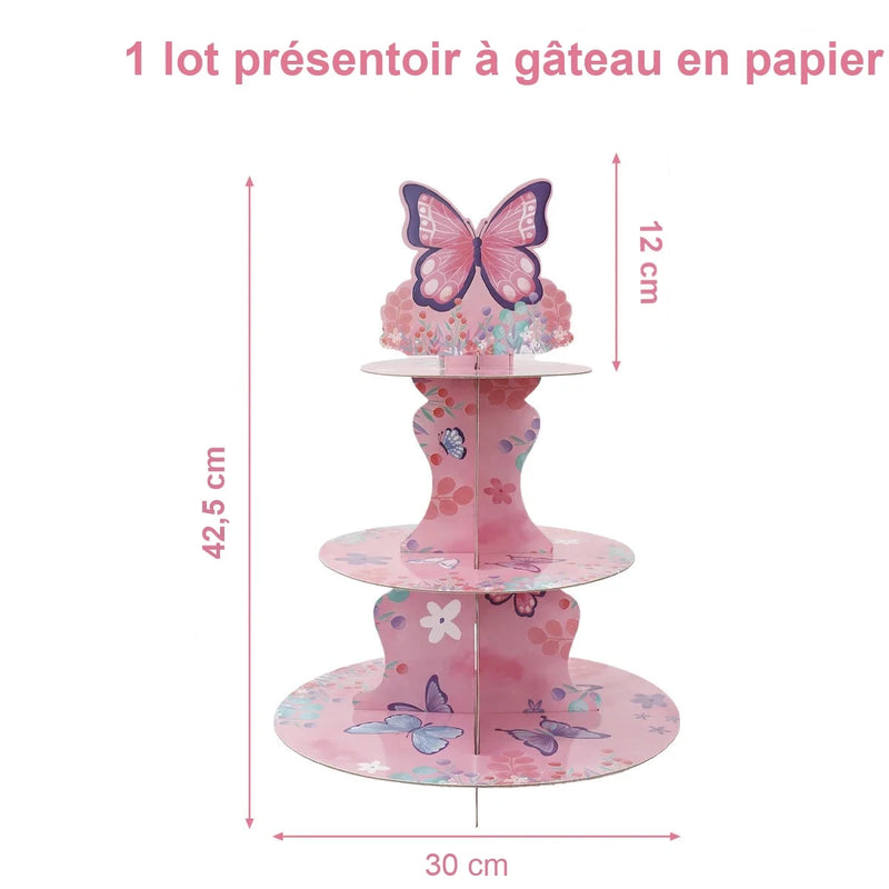 Présentoir Cupcake Papillon Violet