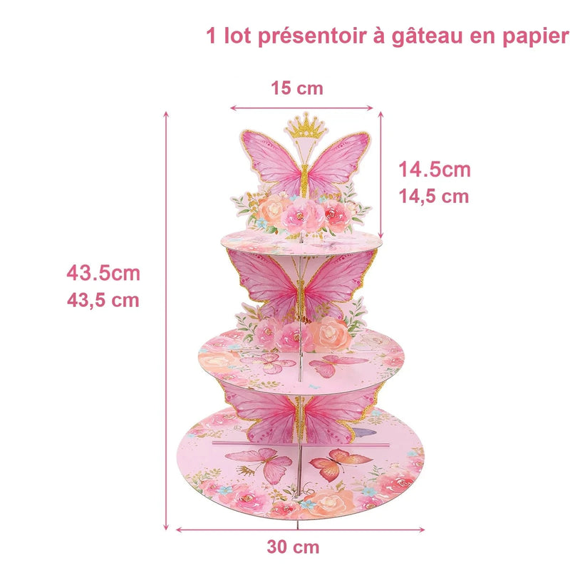 Présentoir Cupcake Papillon Violet
