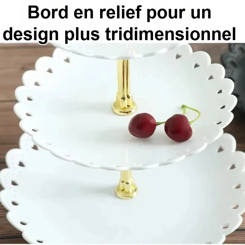 Plateau Gâteau 3 Étages Pétale – présentoir gâteau – vue de côté
