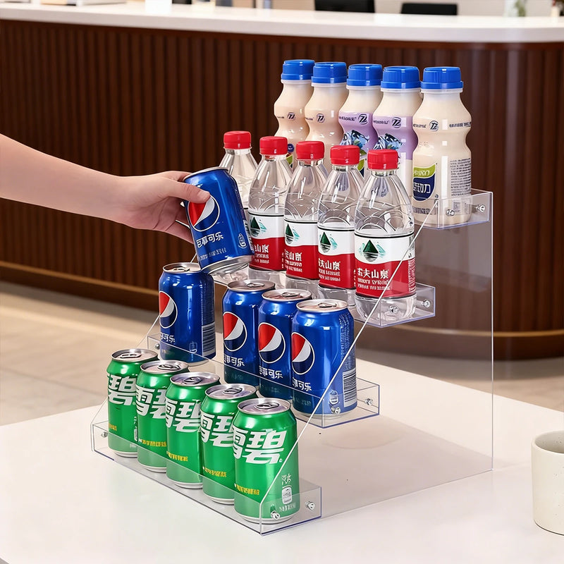 Présentoir Boissons Acrylique Multi-Niveaux – présentoir buffet – en situation sur un buffet