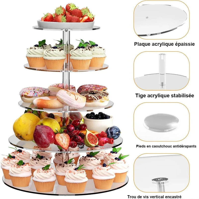 Présentoir Cupcakes Rond Acrylique Mariage – présentoir cupcake – gros plan sur la matière