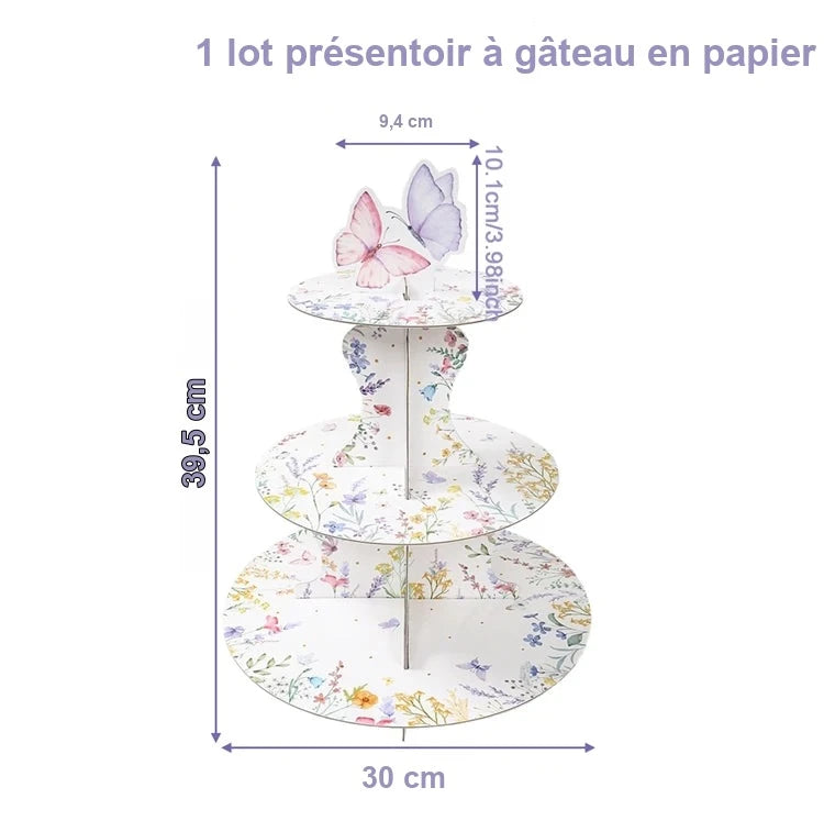 Présentoir Cupcake Papillon Violet
