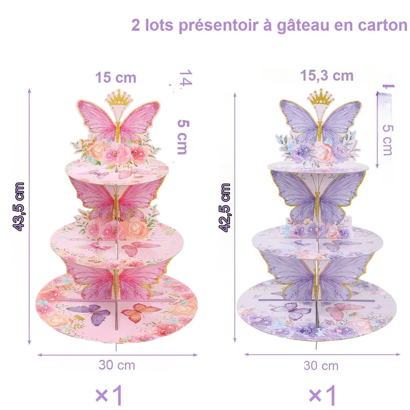 Présentoir Cupcake Papillon Violet