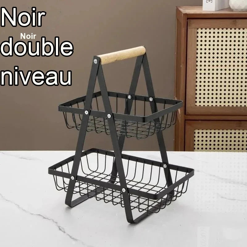 Présentoir Buffet à Étages Métal Poignée Bois