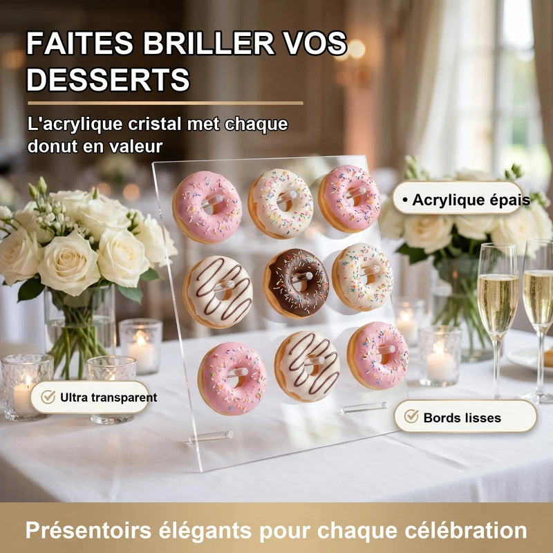 Présentoir Donuts Mural Acrylique Transparent – présentoir donuts – détail de la finition