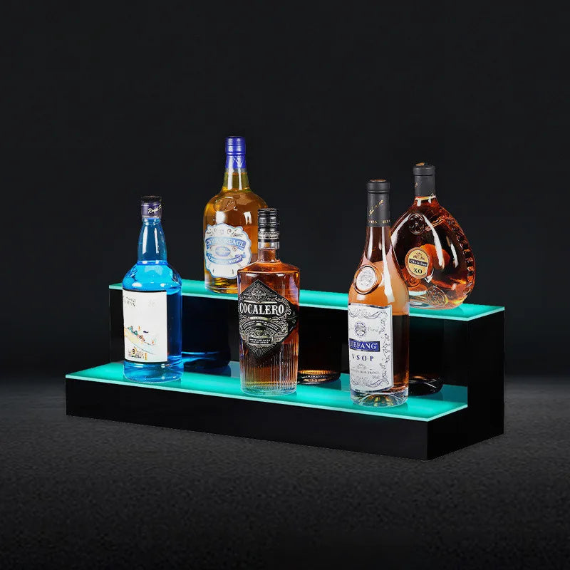 Présentoir Bar Vin Acrylique LED – présentoir bouteille – en situation sur un buffet