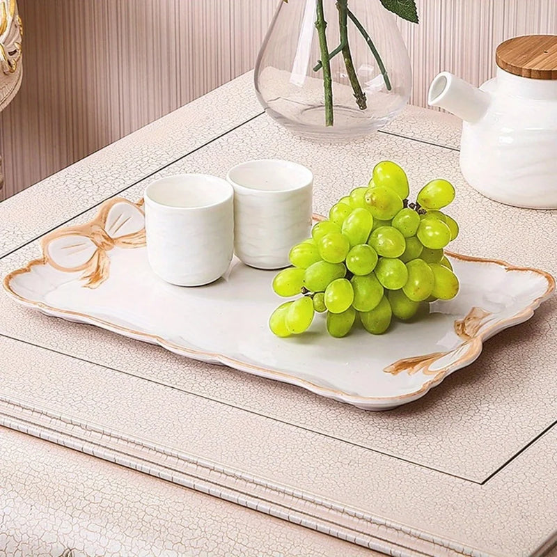 Plateau de Service Résine Nœud Doré Pastel
