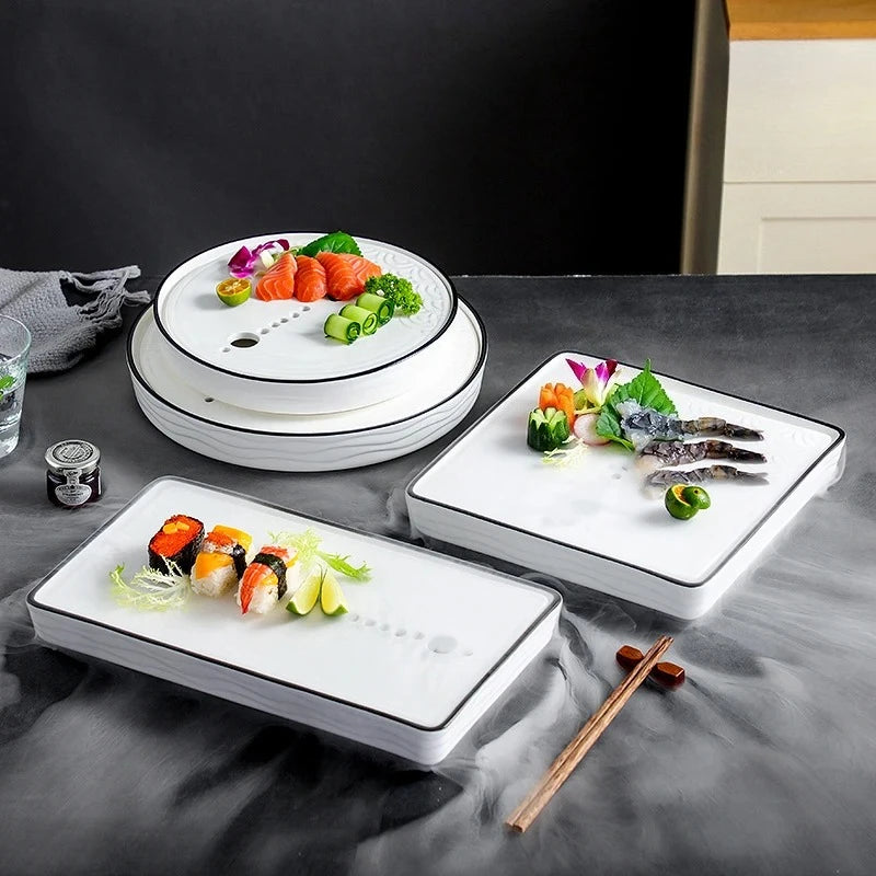 Plateau Buffet Céramique Glace Carbonique – accessoire buffet de réception luxueux