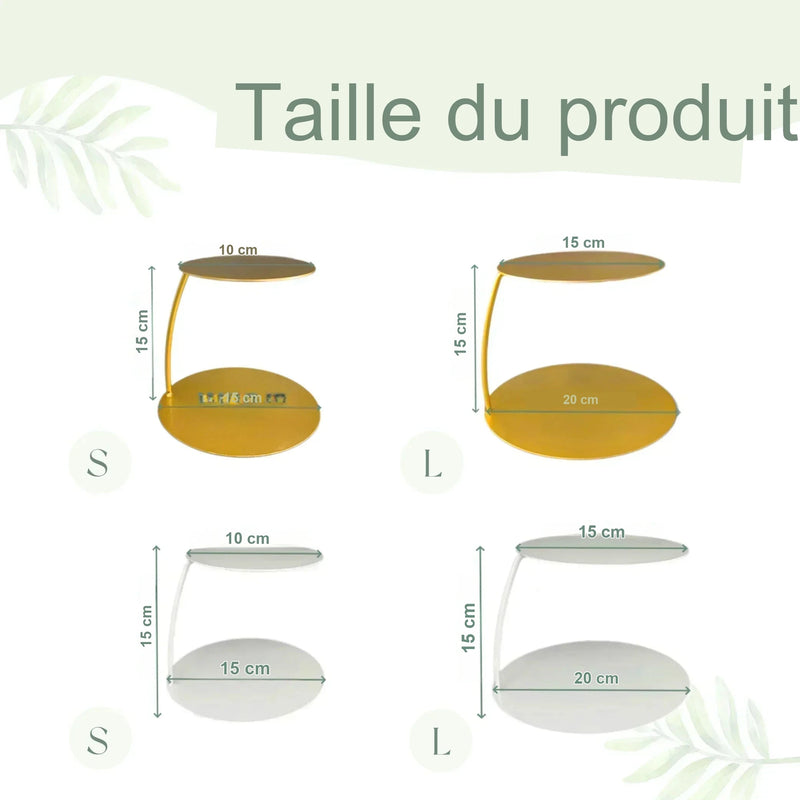 Présentoir Gâteau Métal Flottant Doré – présentoir gâteau – en situation sur un buffet