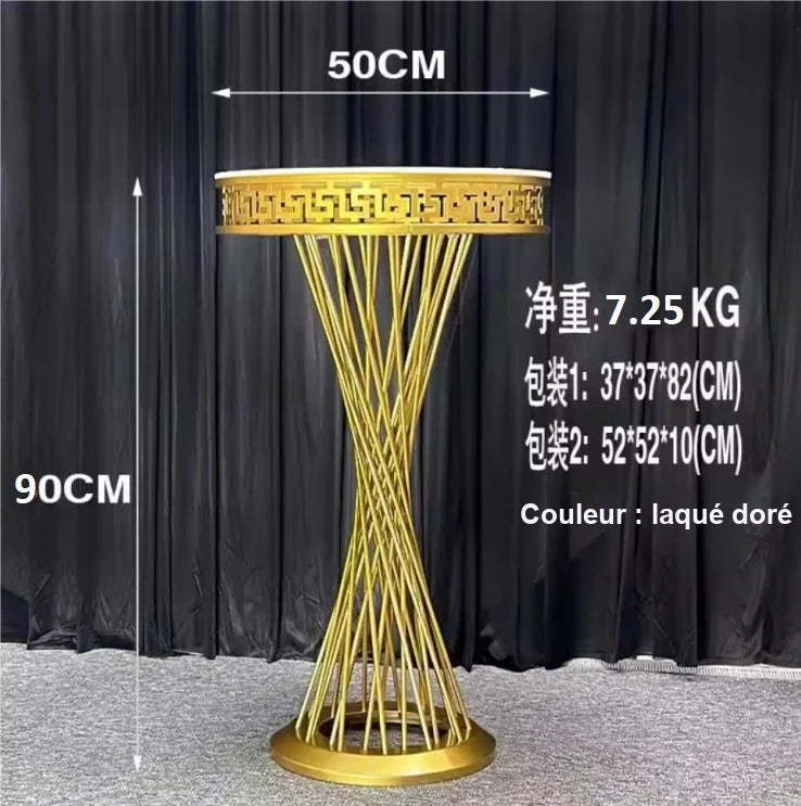 Colonne Cylindre Métal Doré Mariage