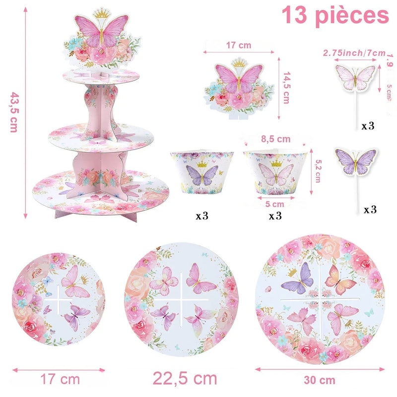 Présentoir Cupcake Papillon Violet