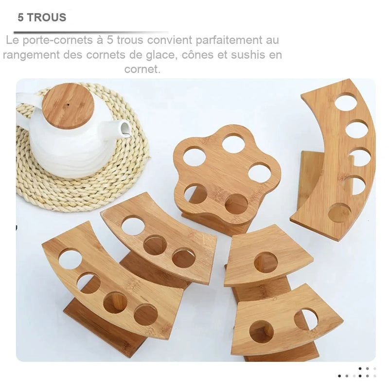 Présentoir Cornets Glace Bois Buffet – présentoir buffet – mise en scène pour réception