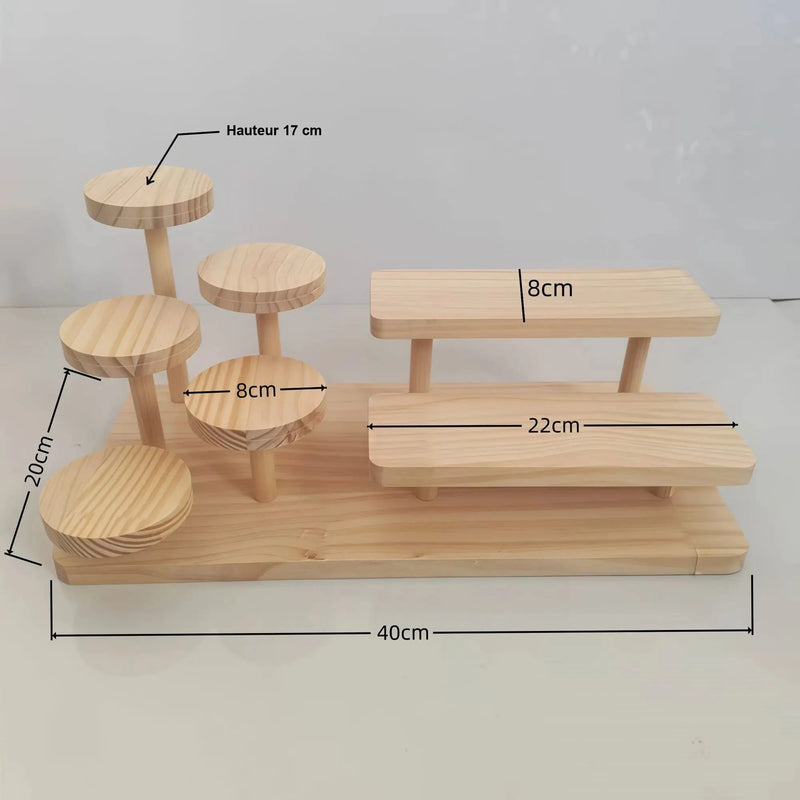 Présentoir Bois Multi-Niveaux Pâtisserie – présentoir gâteau – détail de la structure