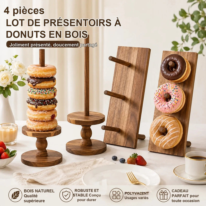 Présentoir Donuts Bois Acacia Mariage – présentoir donuts – vue d'ensemble