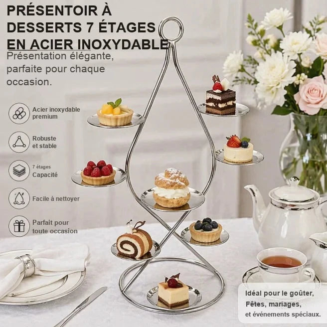 Présentoir Buffet Métal 7 Compartiments – présentoir buffet – gros plan sur la matière