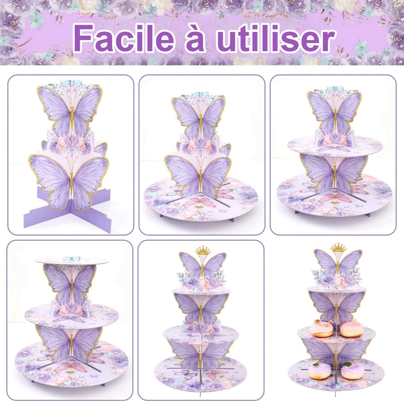 Présentoir Cupcake Papillon Violet