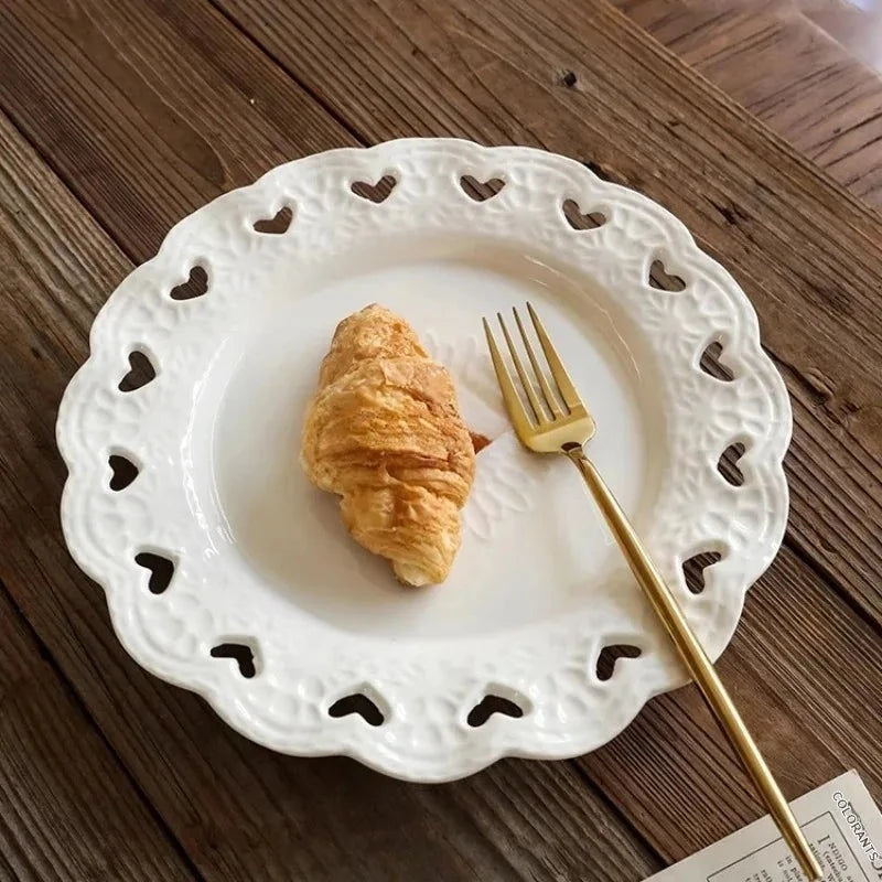 Assiette Céramique Dentelle Cœur Réception