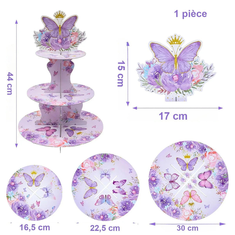 Présentoir Cupcake Papillon Violet