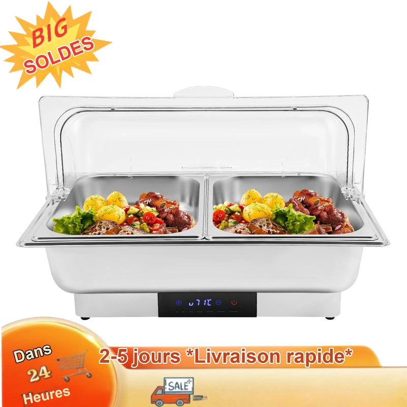 Chauffe-Plat Électrique Inox 2 Bacs Buffet Restaurant