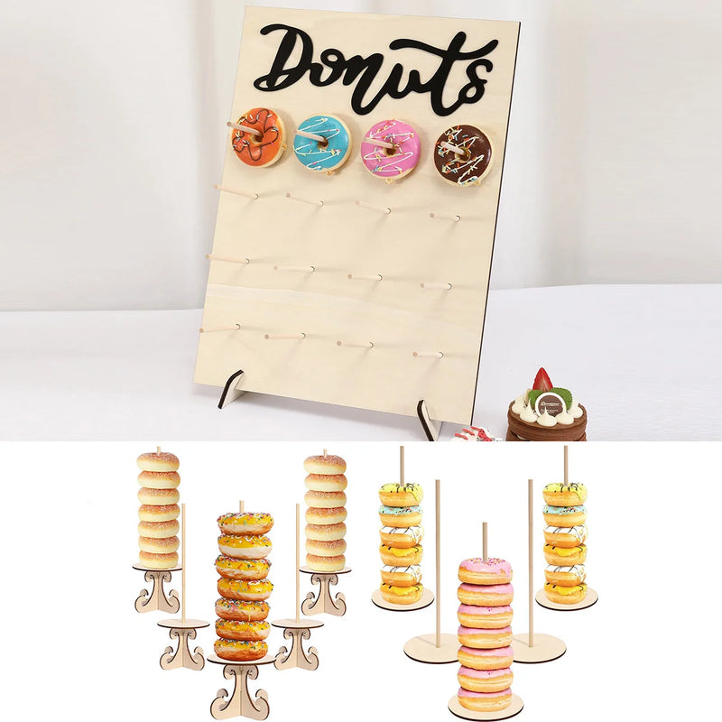 Plateau Support à Donuts Bois – présentoir donuts – vue d'ensemble