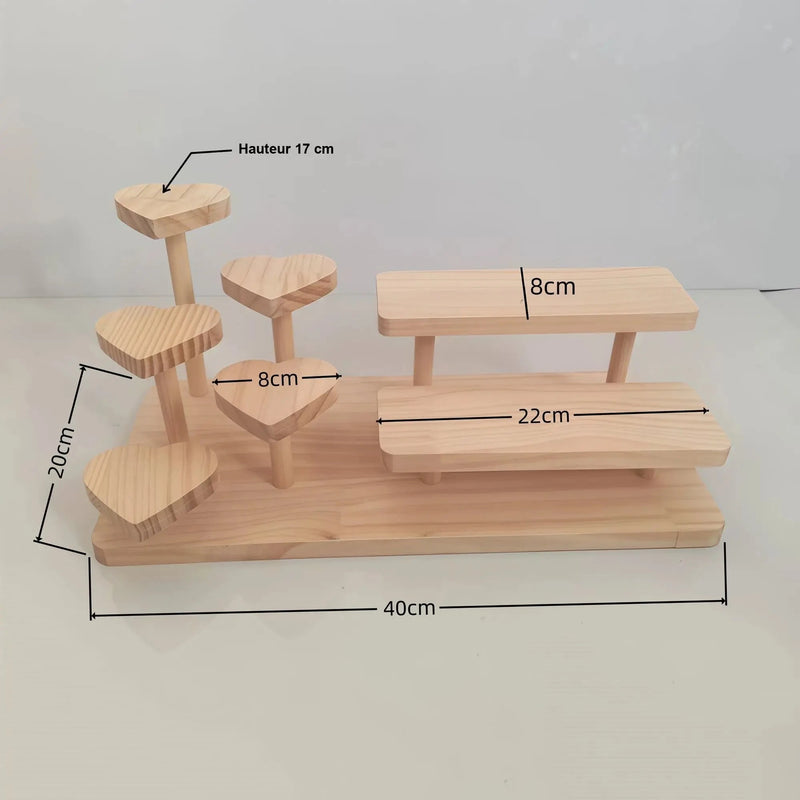 Présentoir Bois Multi-Niveaux Pâtisserie – présentoir gâteau – présentation complète