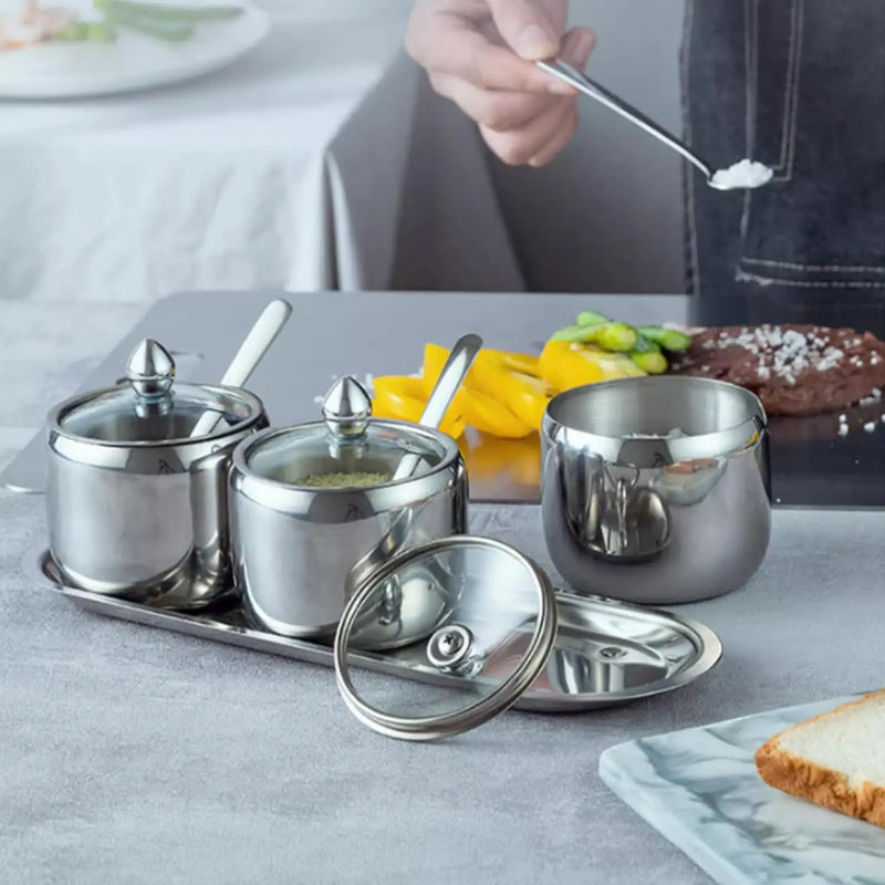 Sucrier Couvercle Verre avec Cuillère Buffet Hôtel
