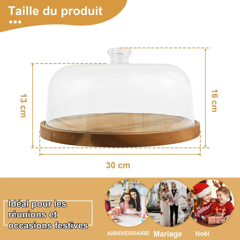 Présentoir Gâteau Bois avec Couvercle – présentoir gâteau – présentation complète