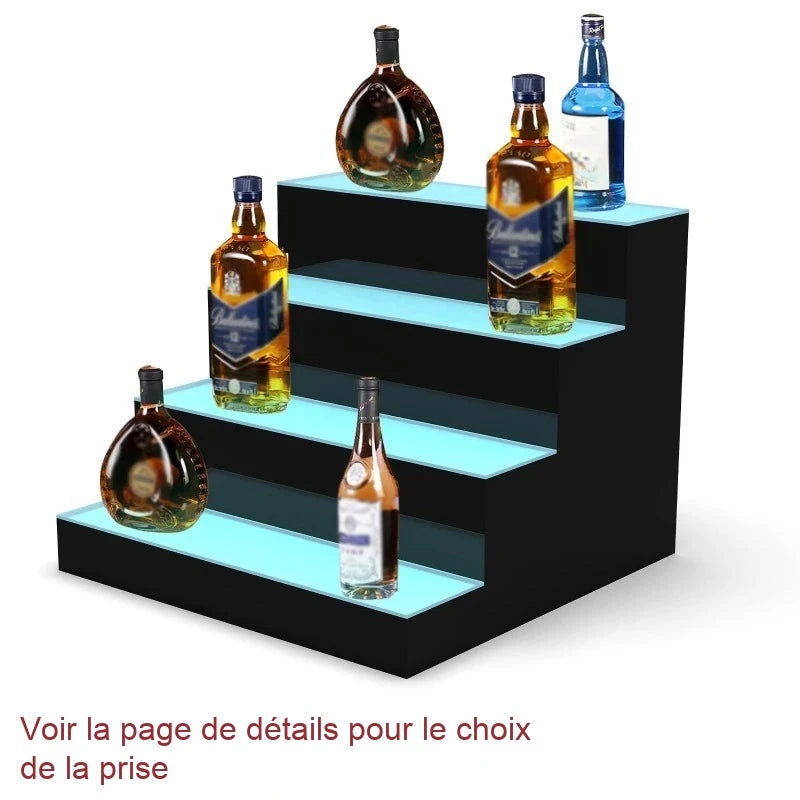 Présentoir Bar Vin Acrylique LED – présentoir bouteille – présentation complète