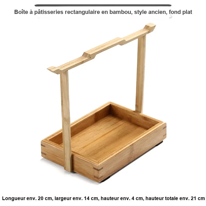 Corbeille Bambou Présentoir Buffet Portable – plateau de présentation – gros plan sur la matière