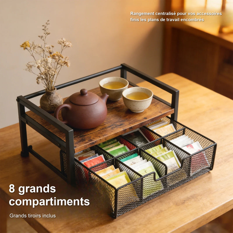 Rangement centralisé pour accessoires, 8 grands compartiments avec tiroirs