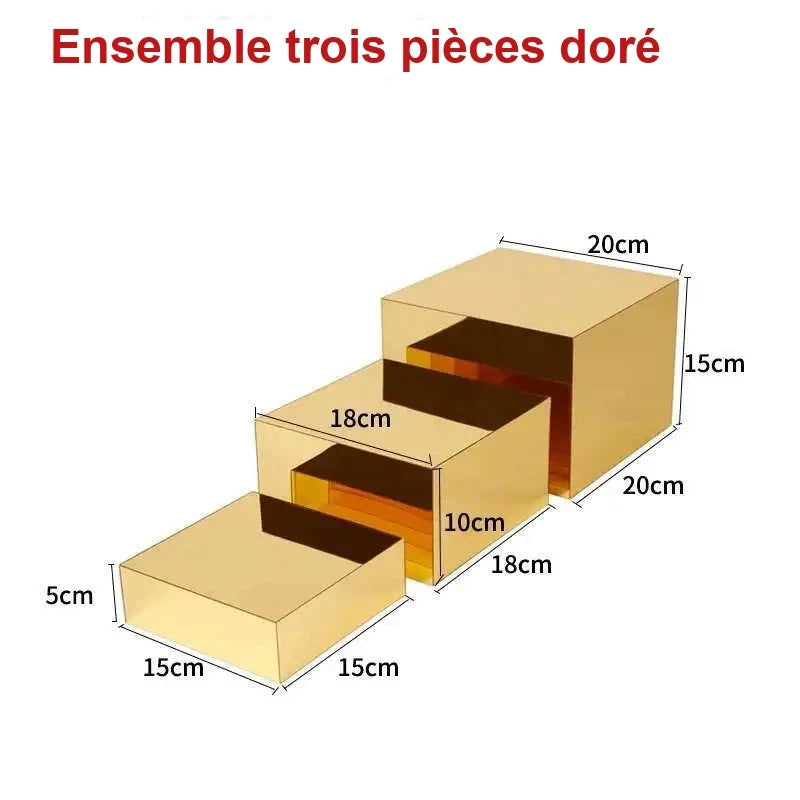 Présentoir Gâteaux Acrylique Doré Anniversaire – présentoir gâteau – vue de dessus