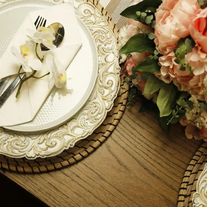 Assiette de Présentation Baroque Blanche 33 cm
