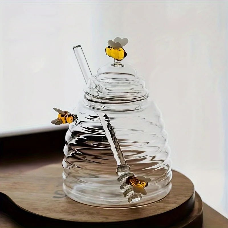 Pot à Miel Verre Ruche Abeilles Buffet