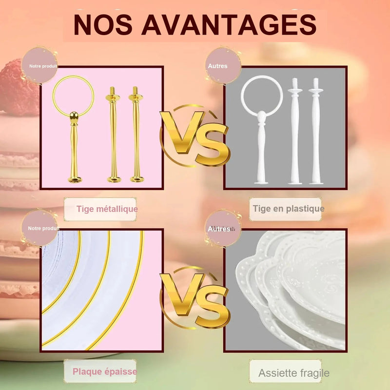 Présentoir Gâteaux 3 Étages Mariage – présentoir gâteau – gros plan sur la matière