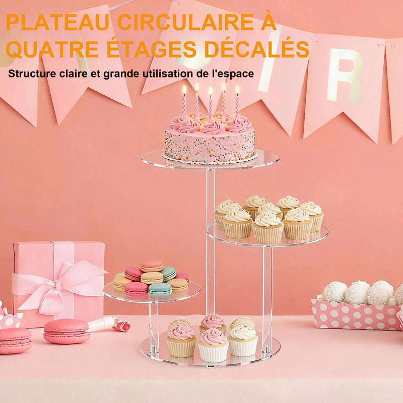 Présentoir Cupcake Acrylique 4 Étages – présentoir boutique pâtisserie vitrine