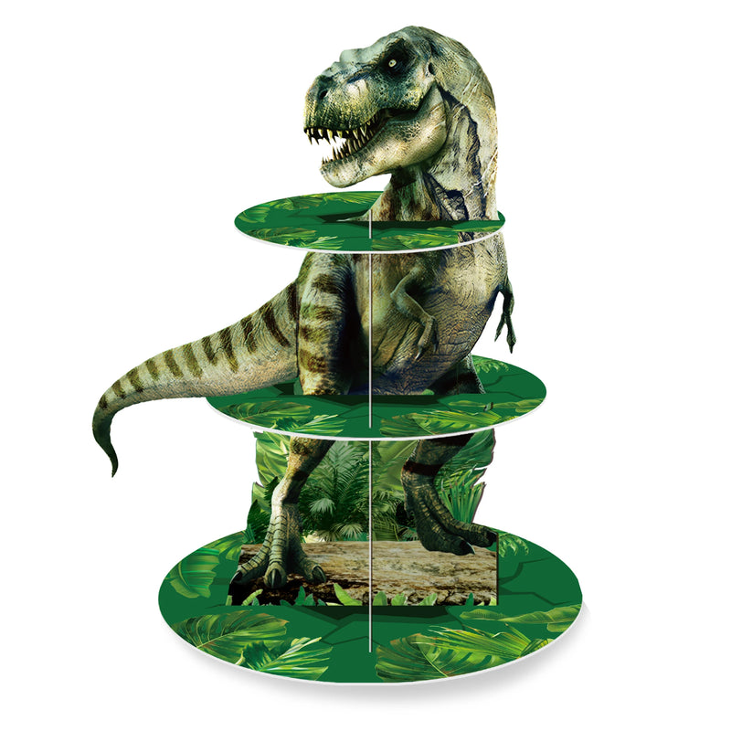 Présentoir Cupcakes 3 Étages Dinosaure – présentoir cupcake – vue d'ensemble