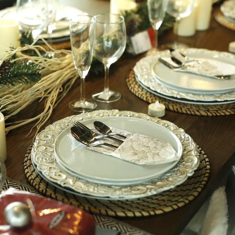 Assiette de Présentation Baroque Blanche 33 cm