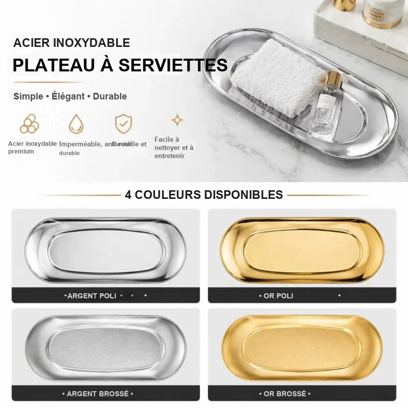 Plateau Service Inox Hôtel Restaurant – plateau de présentation – vue de côté