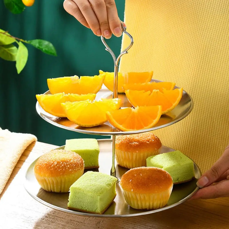 Présentoir Gâteaux Inox Doré Argenté – présentoir gâteau – gros plan sur la matière