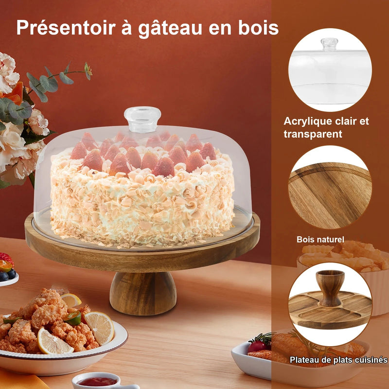 Présentoir Gâteau Bois avec Couvercle – présentoir gâteau – en situation sur un buffet