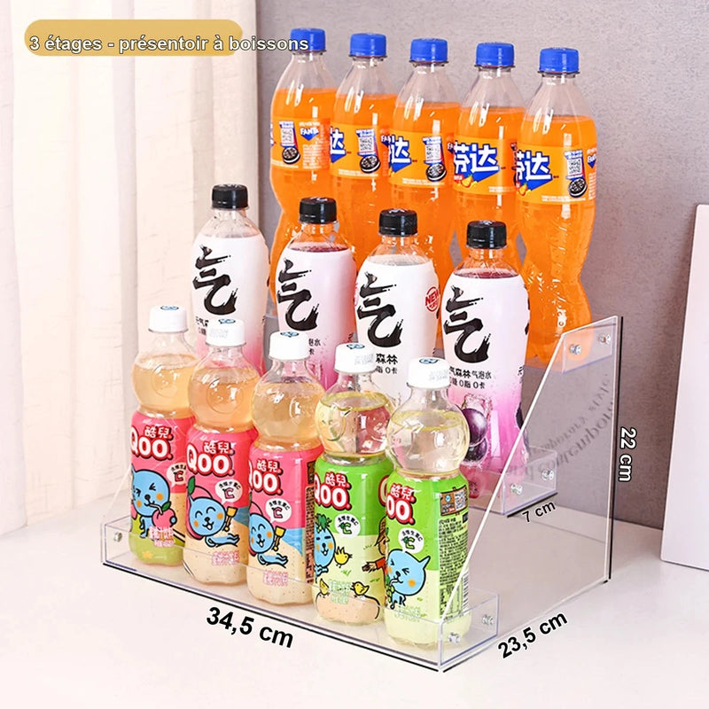 Présentoir Boissons Acrylique Multi-Niveaux – présentoir buffet – détail du design