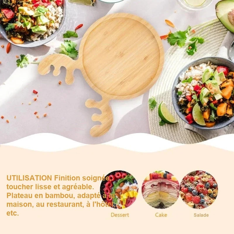 Plateau de Service Bois Motif Noël – plateau de présentation – vue de côté
